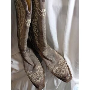 womens corral cowboy boots size 10 Beige White Stitching Mexico